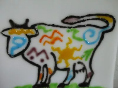 Vintage Art Glass Cow Plate Trinket Dish • $7.49