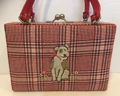 VTG Gymboree Girls Handbag Purse Dog Terrier Plaid Tartan Scotty Puppy Red • $15.95