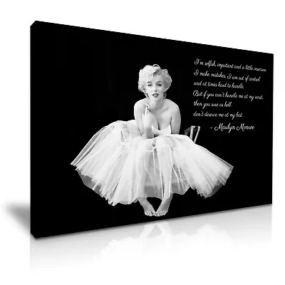 Marilyn Monroe Ballerina Quote Black & White Modern Canvas Wall Art ~ 5 Size • $16.41
