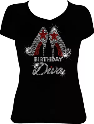 $25 • Buy Birthday Diva Shoes With Star Bling Shirt, Birthday Rhinestone Shirt BD16