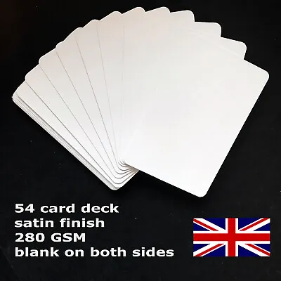£2.95 • Buy Blank Deck Playing Cards - 54 Satin Finish Card For Bridge Poker Magic Games Edu