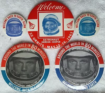 NASA Mercury Mission Pin-back Button Lot - John Glenn & Gordon Cooper • $75