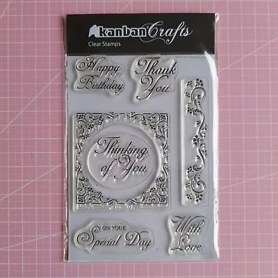 Kanban Crafts Stamp Set - Sentiments 7 Stamps New • £1