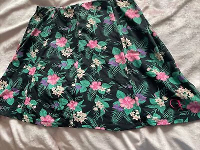 Ladies Black Floral Ocean Pacific Skater Skirt Size 12 Used A Few Times • £1.10