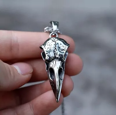 Fashion Jewelry Silver Viking Crow Odin Pendant Necklace Chain 580 • $12.55