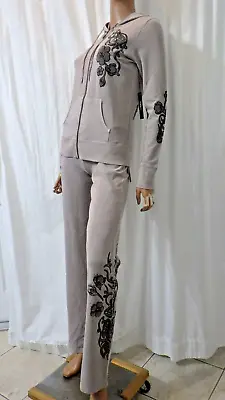 NWT VERTIGO PARIS MEDIUM Mauve Rose (TAUPE) HOODED SWEATS JACKET PANTS BUST 38 • $48.88