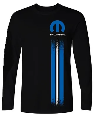 Mopar Left Stripe Logo Men's Officially Licensed Black Long Sleeve Tee Shirt  • $21.24