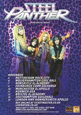 Steel Panther - Balls Out UK Tour Dates  2012 - Full Size Magazine Advert • $7.39