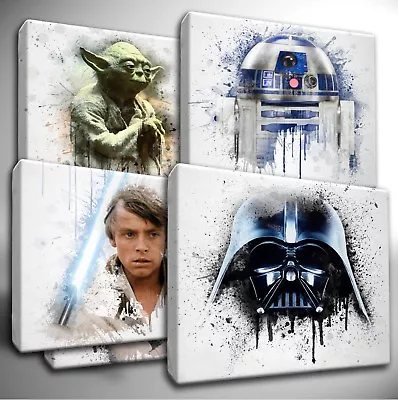 Choose Your Star Wars Characters - Paint Splatter CANVAS Wall Art Picture Prints • £9.99