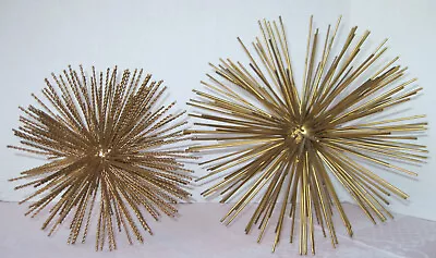 Vintage Mcm Gold Metal Atomic Starburst Sputnik Type Table Decorations Lot Of 2 • $40