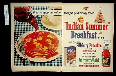 1956 Pillsbury Pancake Mix Vermont Maid Syrup Vintage Print Ad 9639 • $9.97