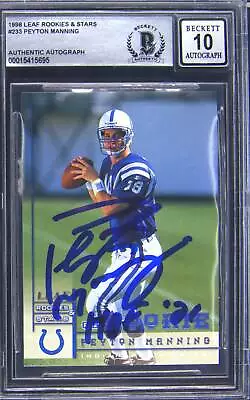 1998 Leaf Rookies & Stars Peyton Manning Signed #233 RC BGS Authentic Auto 10 • $355