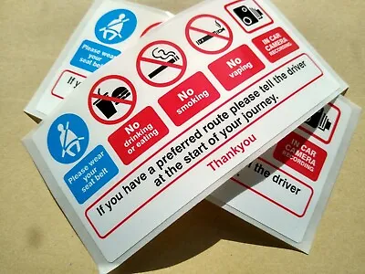 £3.75 • Buy 2 X Warning Stickers CCTV  No Smoking Vaping Eating Taxi Stickers 120mm X 60mm