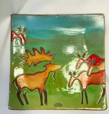 Elk Pottery Platter Jl Gak I   Green Blue Orange Red • $9.99