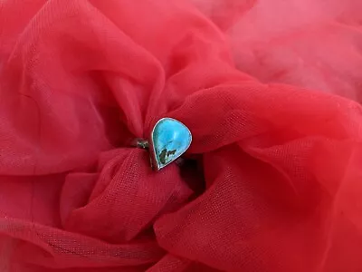 Vintage Native Turquoise Teardrop American Sterling Silver Ring Size 7 • $75.99