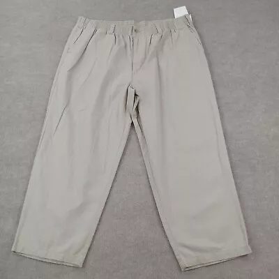 Harbor Bay Pants Mens 2XL 44x28 Beige Elastic Waist Chino Straight Casual • $29.99