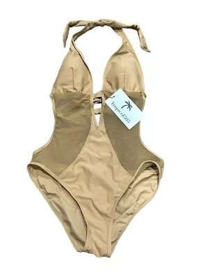 Tropical305 One Piece Swim Monokini Bathing Suit Swimsuit Swimwear Large NWT Tan • $49.99