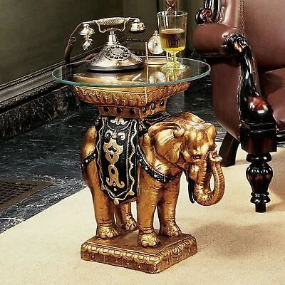 Maharajah Elephant Glass-Topped Sculptural Table • $226.86