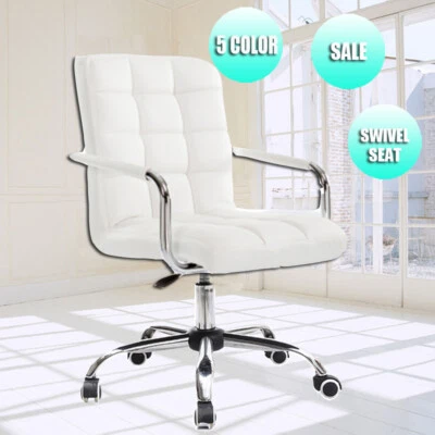 $93.67 • Buy Ergonomic Desk Chair Swivel Faux Leather Office Chair Adjustable Study Chair