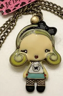 Betsey Johnson Retro Enamel Mirror Girl Pendant Chain Necklace NWT • $17.99