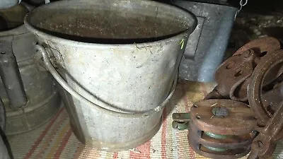 12” Vintage Dairy Farm Galvanized Milk Bucket Pail Metal Water Feed Tub Bin • $30