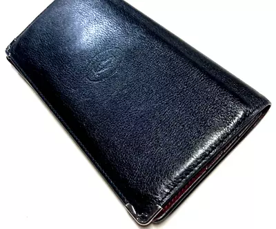 Cartier Vintage Cabochon Cc Logo Metal Edges Leather Long Wallet France Black • $107.24