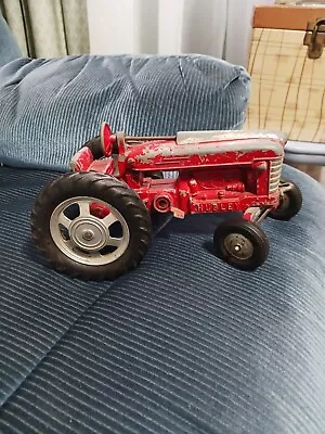 Hubley Vintage 1950s Die Cast  490 Farmall Diecast Tractor 9.5  Red Metal Toy • $21.99