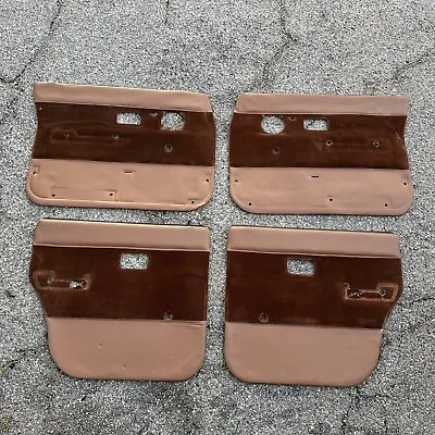 86-93 Volvo 240 244 Brown Tan 4x Door Card Panels LOT Manual Window VERY CLEAN!! • $245