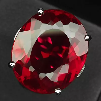 Attractive Topaz Pink Raspberry Oval 30.30 Ct. 925 Sterling Silver Ring Size 7 • $42.99