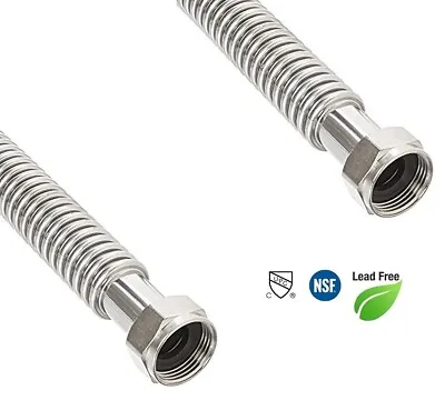 2Pcs Corrugated Stainless Water Heater Supply Connector Hose Lines 3/4 FIP X 12  • $18.59