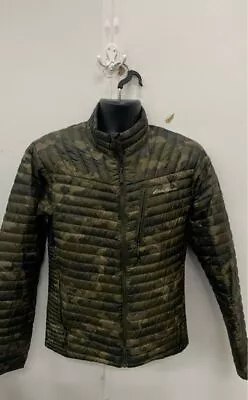 Eddie Bauer Puffer Style Men Green Camo Coat Sz S • $14.99