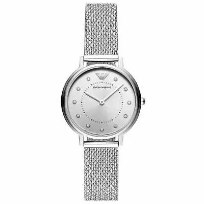 NEW Genuine EMPORIO ARMANI 32mm Silver Dial Crystal Women Designer Watch AR11128 • $249