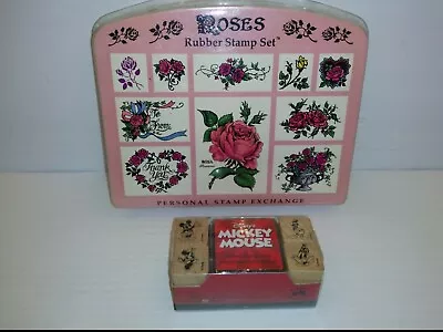 Roses Rubber Stamp Set And Disney's Mickey Mouse Rubber Stamps New & Used • $11.95