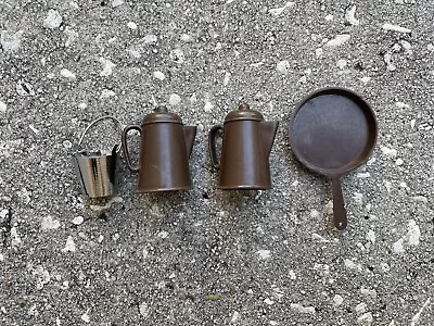 Lot Vintage Louis Marx Johnny West Toy Camping Accessories Pitchers Frying Pan • $10