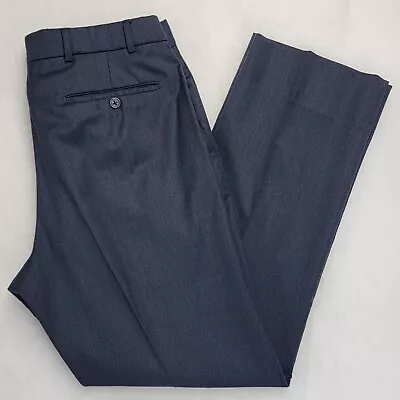 6 East Mens Loro Piana Super 130s Merino Wool Italy Dress Pants Size 35 Blue • $60.95