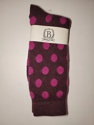 Men's Cashmere Blend Socks B.studio (B.ella Private Label) Sz 10-13 Purple Polka • $18