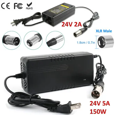 24V 2A-5A XLR Battery Charger For Mobility Pride Scooter Electric Wheelchair • $19.89