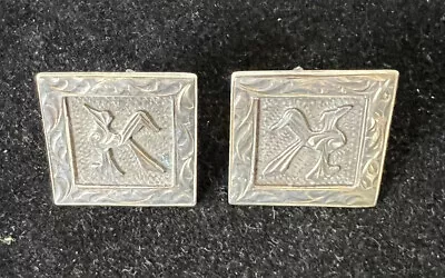 Vintage 925 Sterling Silver Mexico Square Cuff Links RSS • $15