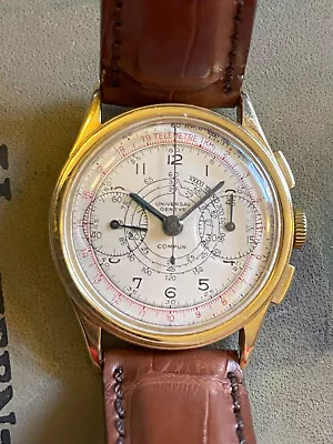 18k Universal Geneve Compur Cal 285 Chronograph • $2250