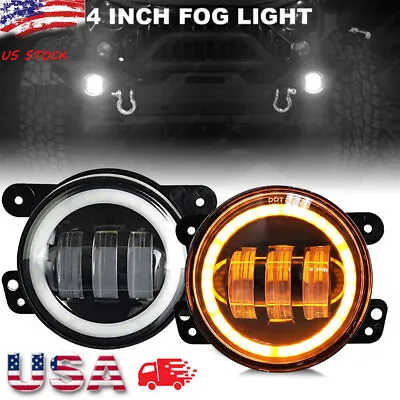 For 2007-2013 GMC Sierra 1500 2500 3500 4 INCH Round LED Bumper Fog Lights DRL • $37.42