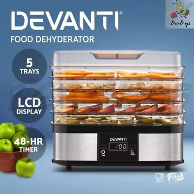 Devanti Food Dehydrator With 5 Trays - Silver - Versatile Food Dehydrator • $69.99