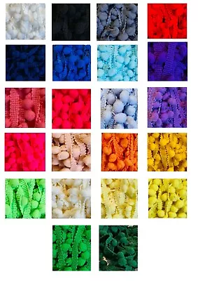 £1.10 • Buy 1m Pom Pom Trim 10mm Ball Assorted Colours Sewing & Crafts 