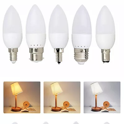3W E12 E14 E27 B15 B22 LED Plastic Candle Light Bulbs 2835 SMD Warm/Cool White S • $2.43