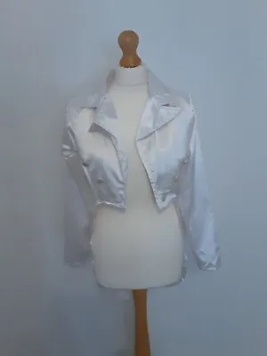 White Satin Ladies Tailcoat Fancy Dress Size Small Michael Jackson • £10