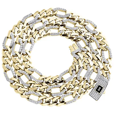10K Yellow Gold 8mm Fancy 3D Figaro Link Chain Statement CZ Necklace 22  • $1625
