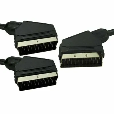 2m Metre 2 Way Scart Y Splitter Lead Cable Adaptor GOLD 1 X Male To 2 X Male • £9.92