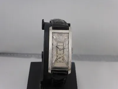 SERVICED  HAMILTON 1940`s * SOLID  PLATINUM * ... DIAMOND DIAL /CROCODILE  BAND • $1999