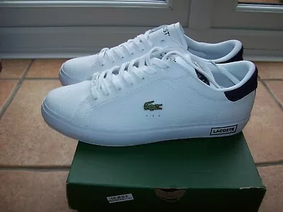 Lacoste Powercourt Trainers White Leather Mens UK 9 BNIB • £35