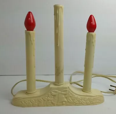 Vintage Christmas Candelabra Candle 3 Lights Window Electric Plastic Drip  • $10.49