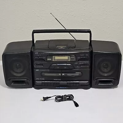 JVC PC-X110 Boombox Portable CD FM AM Dual Cassette VTG 1994 90s    Great Sound! • $99.99